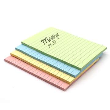 Emraw Sticky Notes Pack - Lined Self Stick Memo Pads for All