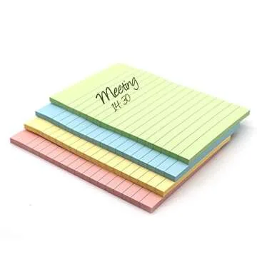 Emraw Sticky Notes Pack - Lined Self Stick Memo Pads for All