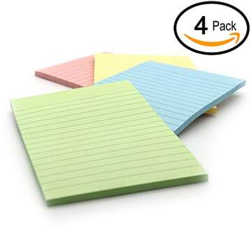 Emraw Sticky Notes Pack - Lined Self Stick Memo Pads for All