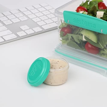 Sistema 4-Piece New Salad Dressing Containers for Lunch