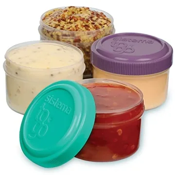 Sistema 4-Piece New Salad Dressing Containers for Lunch