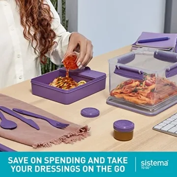 Sistema 4-Piece New Salad Dressing Containers for Lunch
