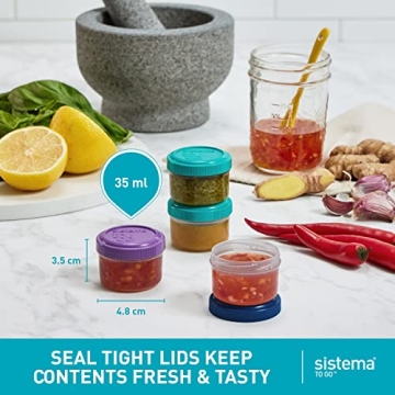 Sistema 4-Piece New Salad Dressing Containers for Lunch