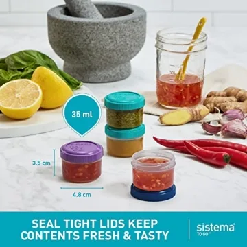 Sistema 4-Piece New Salad Dressing Containers for Lunch