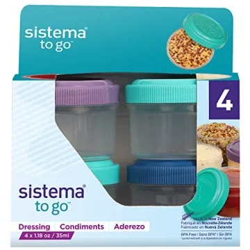Sistema 4-Piece New Salad Dressing Containers for Lunch