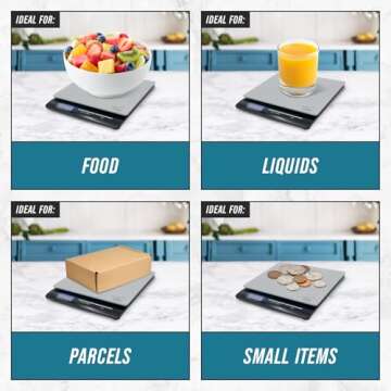 Smart Weigh Professional USPS Postal Scale with Tempered Glass Platform, Multiple Weighing Modes and Tare Function, Silver Shipping Scale, Platform Scale, 11 pounds/ 5 Kilograms