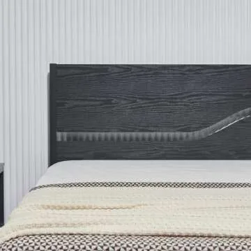 VECELO Platform Bed Frame Queen Size with Black Wood Headboard, Strong Metal Slats Support Mattress Foundation, No Box Spring Needed