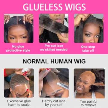 RESHOWBEAUTY Glueless Human Hair Wig - 24" Deep Wave