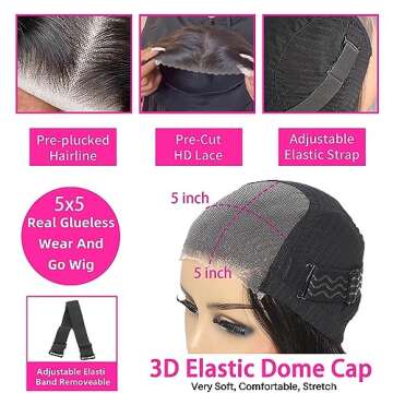 RESHOWBEAUTY Glueless Human Hair Wig - 24" Deep Wave