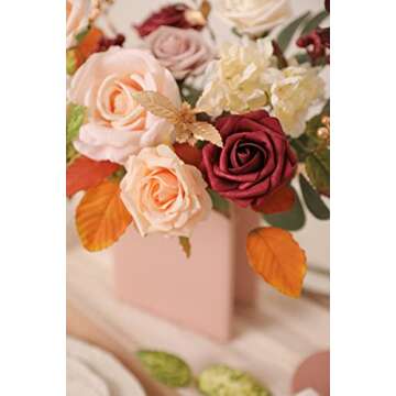 HIMIFOLO Artificial Wedding Flowers Combo Box Set for DIY Centerpieces Arrangements Bridal Bouquet Table Chair Decor Baby Shower Cake Decor Flower Strips Home Decorations