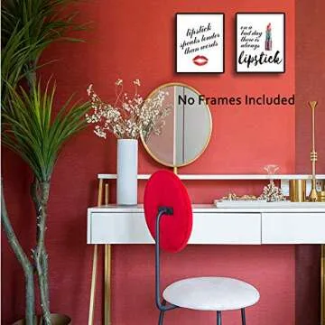 HPNIUB Fashion Inspirational Art Prints Makeup Art Set of 4 (8”X10” Canvas Fashion Women Painting,Motivational Phrases Art Poster for Women or Girls Room Home Decor,No Frame