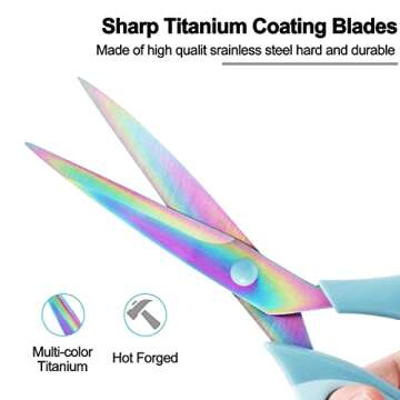 Scissors All Purpose, Sharp Titanium Blades Shears, Rubber Comfort Grip Handle, Multipurpose scissors 3 pack, Great for Office, Fabric, Craft, Sewing, Arts, School and Home Supplies, Blue