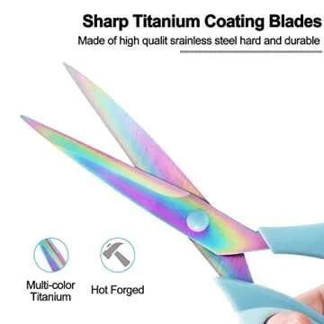 Scissors All Purpose, Sharp Titanium Blades Shears, Rubber Comfort Grip Handle, Multipurpose scissors 3 pack, Great for Office, Fabric, Craft, Sewing, Arts, School and Home Supplies, Blue