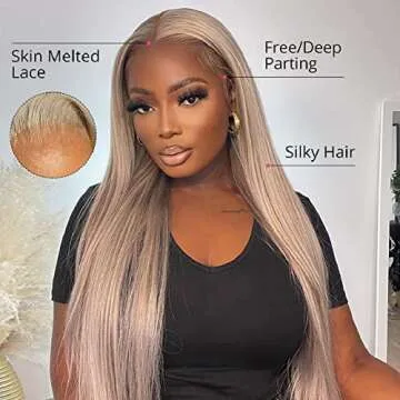 Ali Pearl AliPearl Wig P18/613 Blonde Lace Front Wigs Human Hair Pre Plucked Straight 5x5 HD Transparent Lace Closure Wigs Human Hair Colored Human Hair Wigs Hair (22inch)