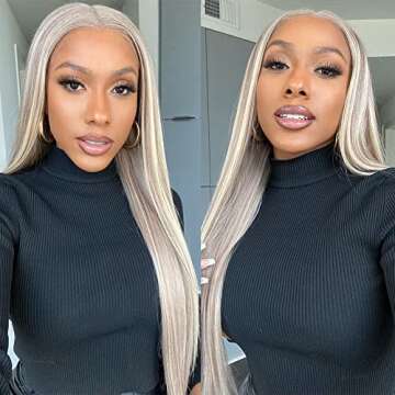 Ali Pearl AliPearl Wig P18/613 Blonde Lace Front Wigs Human Hair Pre Plucked Straight 5x5 HD Transparent Lace Closure Wigs Human Hair Colored Human Hair Wigs Hair (22inch)