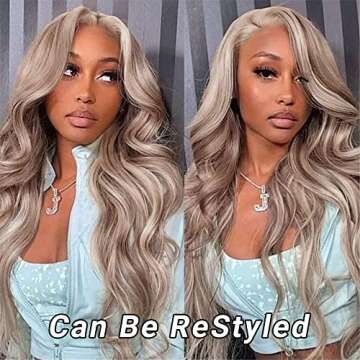 Ali Pearl AliPearl Wig P18/613 Blonde Lace Front Wigs Human Hair Pre Plucked Straight 5x5 HD Transparent Lace Closure Wigs Human Hair Colored Human Hair Wigs Hair (22inch)