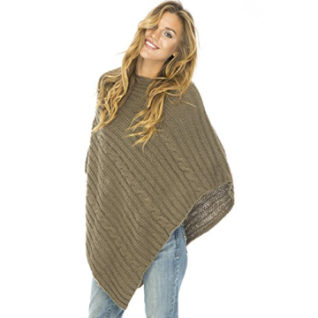 Back From Bali Olive Cable Knit Poncho Women's Sweater - Cozy & Stylish