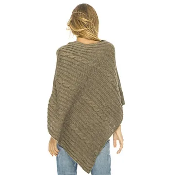Back From Bali Olive Cable Knit Poncho for Women
