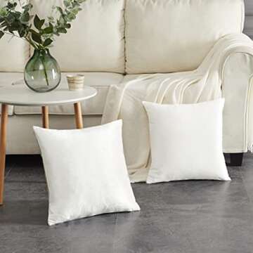 GIGIZAZA White Velvet Decorative Throw Pillow Covers for Sofa Bed 2 Pack Soft 20x20 Cushion Covers