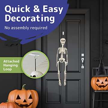 PREXTEX Skeleton Halloween & Day of The Dead Decoration for Home and Office - 19 Inch Posable Plasti...