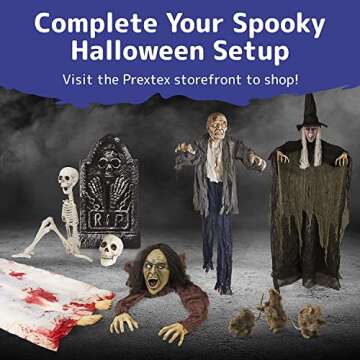 PREXTEX Skeleton Halloween & Day of The Dead Decoration for Home and Office - 19 Inch Posable Plastic Small Skeleton Toy Halloween Décor with Movable/Bendable Joints and 2 Sets of Body Accessories