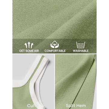 ZESICA Women's Summer Bodycon Midi Dress Casual Sleeveless Square Neck Side Slit Knit Vacation Long Dresses,Green,Small