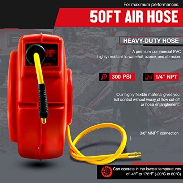 ReelWorks Retractable Air Hose Reel 3/8 Inch 50 Foot 300PSI