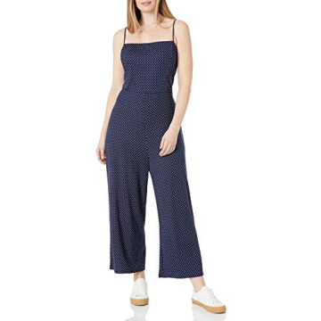 Amazon Brand - Wild Meadow Women's Sleeveless Low Tie Back Detail Wide Leg Knit Jumpsuit, Navy/Ivory...