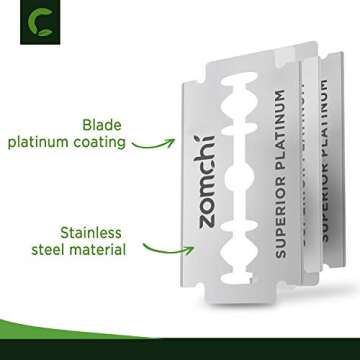 Premium Double Edge Razor Blades - 50 Count Platinum Stainless Steel Shaving Blades