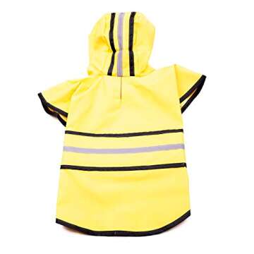 SPOT Rainy Days Slicker - Yellow Dog Rain Jacket With Hood, Reflective Strip for Safety, Leash Hole & Adjustable Velcro Belly Strap, 100% Polyester Water Resistant Pet Raincoat - Large, 17in Long