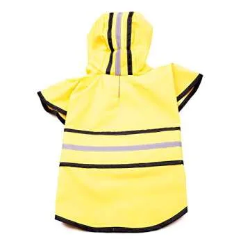 SPOT Rainy Days Slicker - Yellow Dog Rain Jacket With Hood, Reflective Strip for Safety, Leash Hole & Adjustable Velcro Belly Strap, 100% Polyester Water Resistant Pet Raincoat - Large, 17in Long