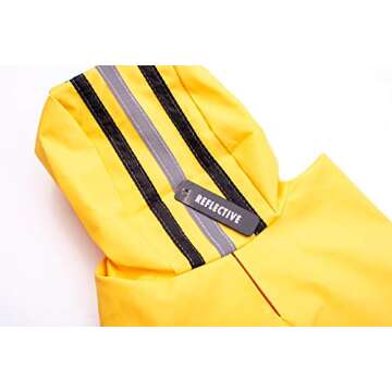 SPOT Rainy Days Slicker - Yellow Dog Rain Jacket With Hood, Reflective Strip for Safety, Leash Hole & Adjustable Velcro Belly Strap, 100% Polyester Water Resistant Pet Raincoat - Large, 17in Long