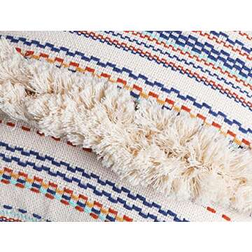 Flber Lumbar Throw Pillow Decorative Pillows Tassel Textured Woven Sham,12"X20"