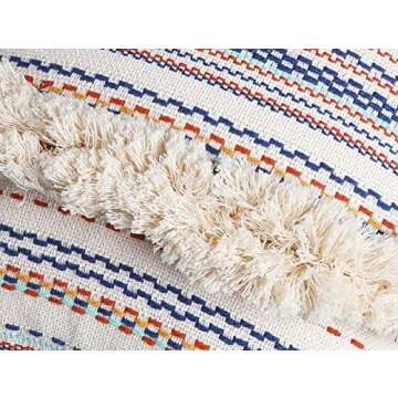 Flber Lumbar Throw Pillow Decorative Pillows Tassel Textured Woven Sham,12"X20"