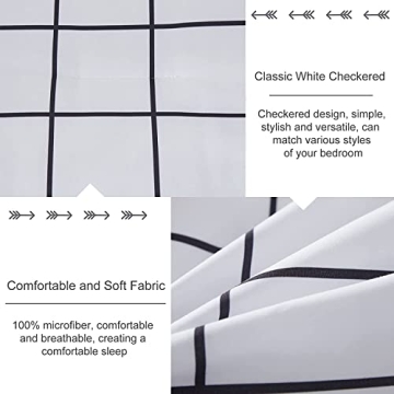 DJY White Plaid Comforter Set Queen Size Stylish Bedding