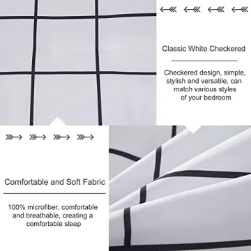DJY White Plaid Comforter Set Queen Size Stylish Bedding