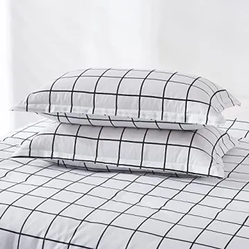 DJY White Plaid Comforter Set Queen Size Stylish Bedding