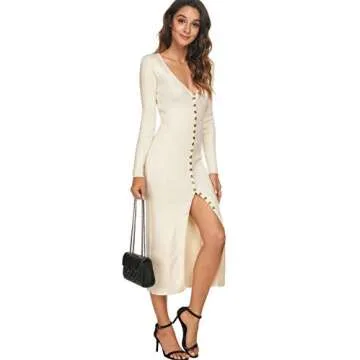 CMZ2005 Women's Long Sleeve Maxi Cardigan Dress