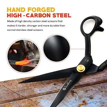 Fabric Scissors Professional (10-inch), Premium Sewing Scissors for Fabric Cutting with Bonus Measuring Tape - Made of High Density Carbon Steel Shears for Leather, Thin Metal, Etc.