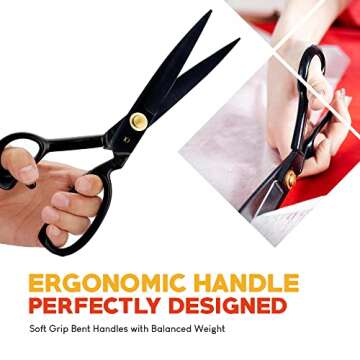 Fabric Scissors Professional (10-inch), Premium Sewing Scissors for Fabric Cutting with Bonus Measuring Tape - Made of High Density Carbon Steel Shears for Leather, Thin Metal, Etc.