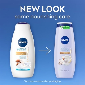 NIVEA Coconut and Almond Milk Body Wash with Nourishing Serum, 20 Fl Oz Bottle