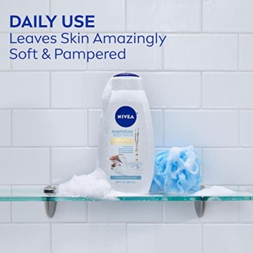 NIVEA Coconut and Almond Milk Body Wash with Nourishing Serum, 20 Fl Oz Bottle