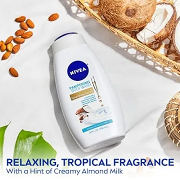 NIVEA Coconut and Almond Milk Body Wash with Nourishing Serum, 20 Fl Oz Bottle