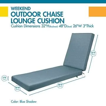 Duck Covers Weekend Water-Resistant Outdoor Chaise Cushion, 80 x 26 x 3 Inch, Blue Shadow, Outdoor Seat Cushions