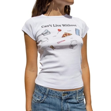 Y2K Letter Print Baby Tshirt Graphic Crop Top Short Sleeve Slim Fit Aesthetic Tee Women Summer Cloth...