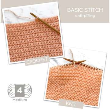 Lion Brand Yarn Basic Stitch Anti-Pilling Knitting Yarn, Yarn for Crocheting, 3-Pack, Silver Heather