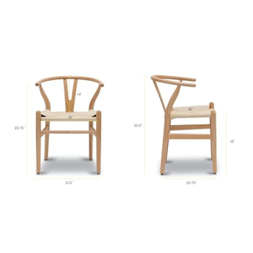 Modern Mid-Century Wooden Dining Chairs with Hemp Seat