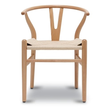 Modern Mid-Century Wooden Dining Chairs with Hemp Seat