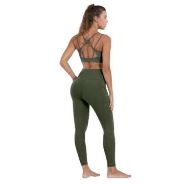 CHRLEISURE Leggings with Pockets for Women, High Waisted Tummy Control Workout Yoga Pants(5 Packs, Black,Gray,Green,Purple,Cassis, L)