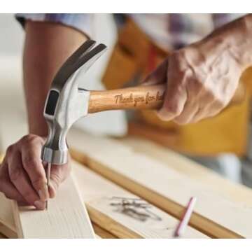 Father's Day Gift Thank You for Helping Me Build My Life DIY Gift Engraved Wood Handle Steel Hammer